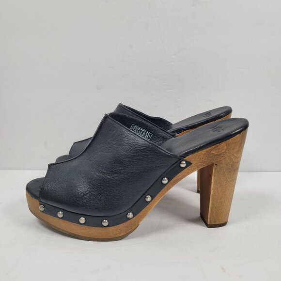 UGG Skyler Women's Black Leather Platform Heel Clogs 1004579 US Size 9 - Picture 2 of 9